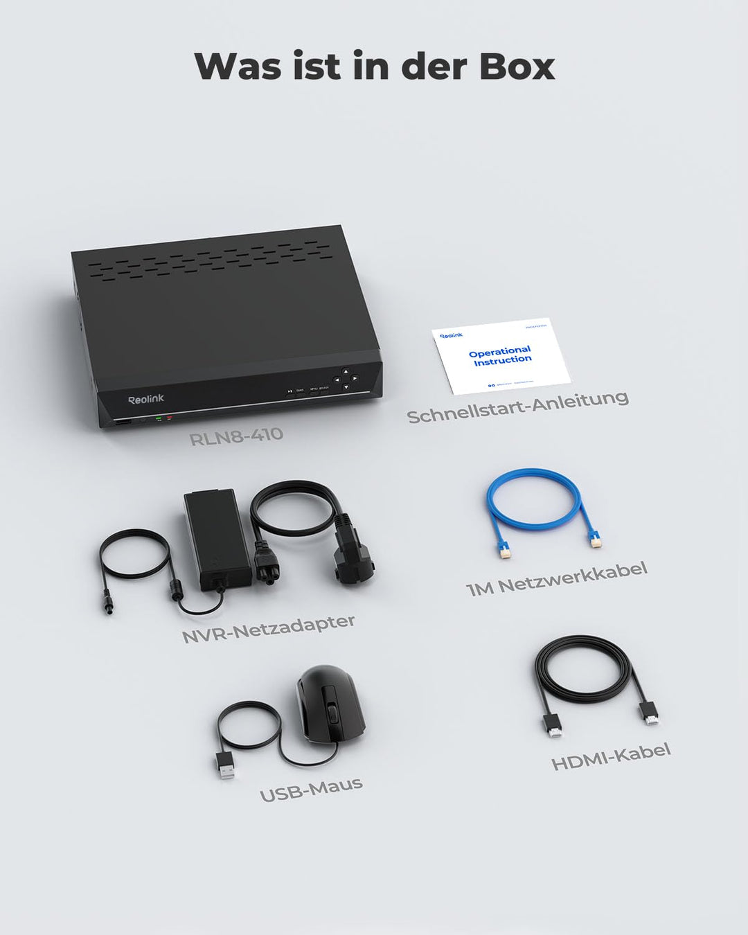 Reolink 8CH 4K PoE NVR Überwachungssystem Rekorder mit 2TB Festplatte, Videoüberwachung für Haus, Innen, Aussen Sicherheit. Unterstützt 16MP/12MP/4K/5MP/4MP HD IP Kameras, RLN8-410