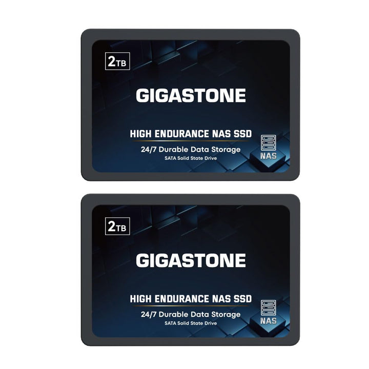 Gigastone NAS SSD 2TB SSD Festplatte (2er-Pack) TLC Hohe Dauerhaltbarkeit SSD für 24/7 Dauerbetrieb NAS-Systeme RAID 2,5 Zoll SATA III Internes Festkörper-Laufwerk SSD Caching