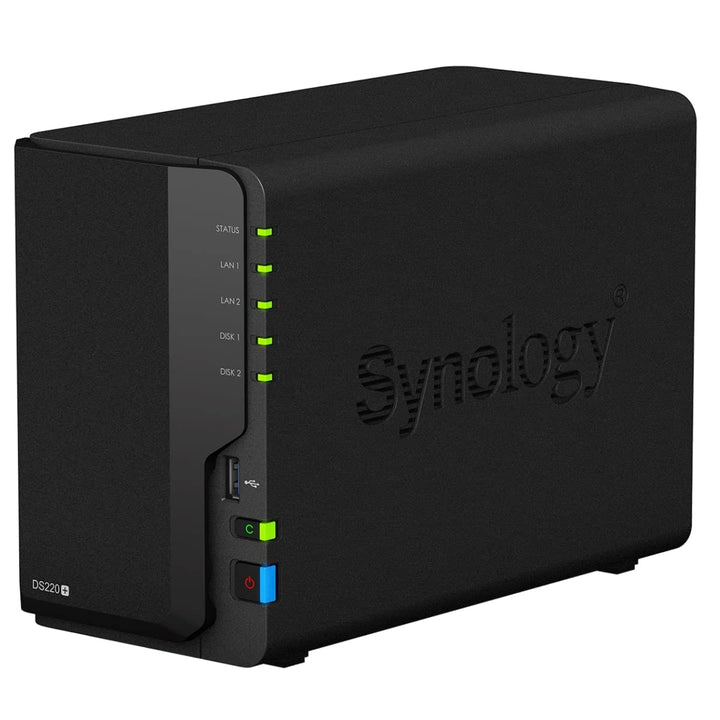 Synology DS220+ 2TB 2 Bay Desktop NAS System, installiert mit 2 x 1TB Western Digital Red Festplatten