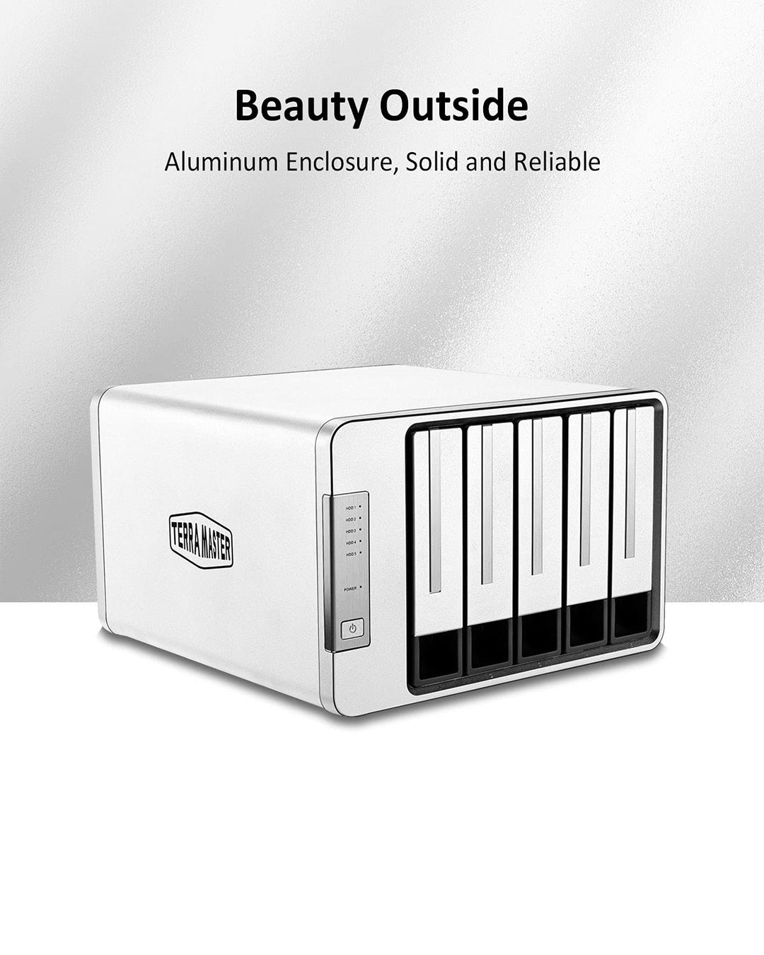 TERRAMASTER D5-300C USB3.1 (5Gbps) Typ-C 5 Bay RAID Gehäuse Bietet RAID0/1/Single 2+3 RAID-Speicher Modus Externe RAID Festplattenhäuse (Ohne Festplatte)