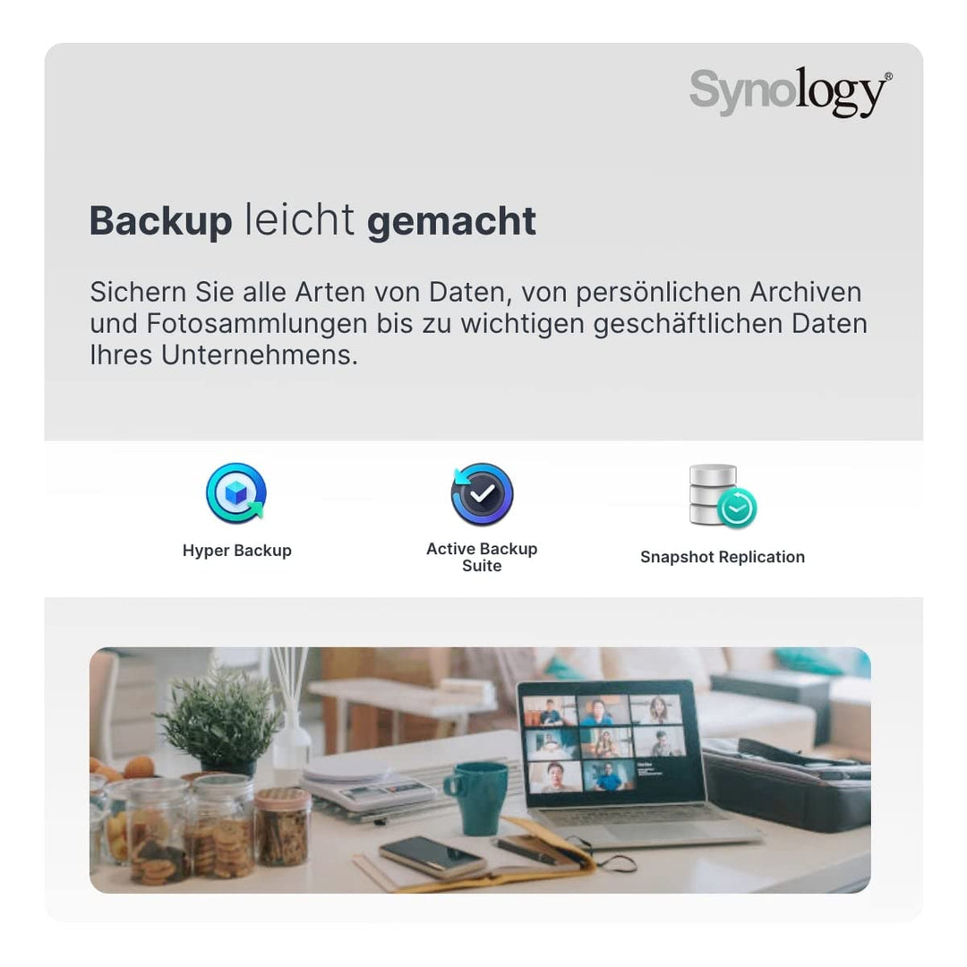 Synology DS220+ 2TB 2 Bay Desktop NAS System, installiert mit 2 x 1TB Western Digital Red Festplatten