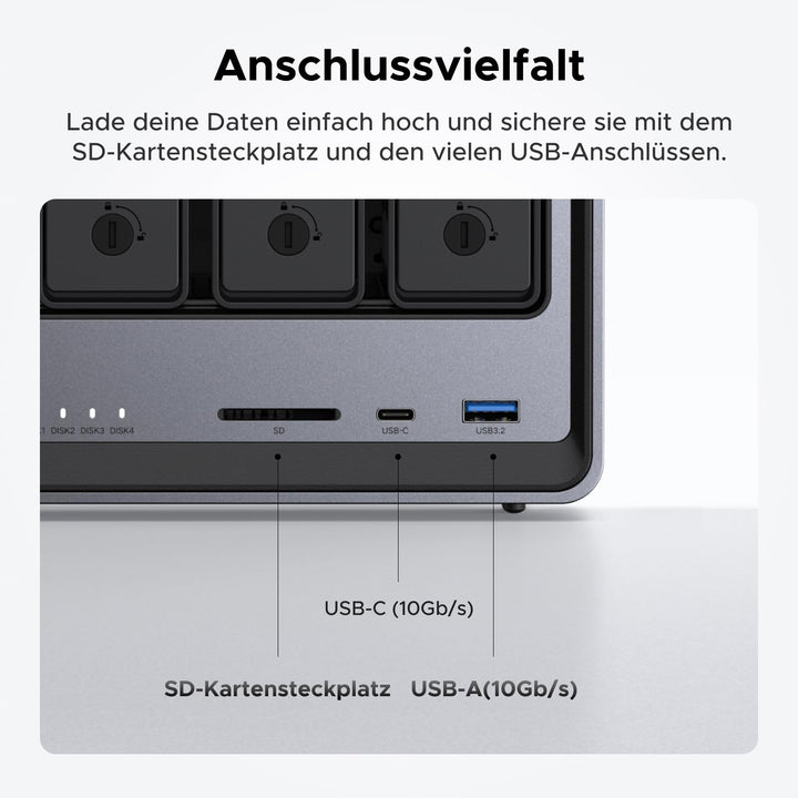 UGREEN NASync DXP4800 4-Bay NAS Server, Intel N100 Quad-Core, 8GB DDR5, 2×2,5GbE LAN, 2×M.2 NVMe-Steckplätze, 4K HDMI, Kompatibel mit Drittanbieter NAS Festplatten/HDD für Heim & Büro (Diskless)