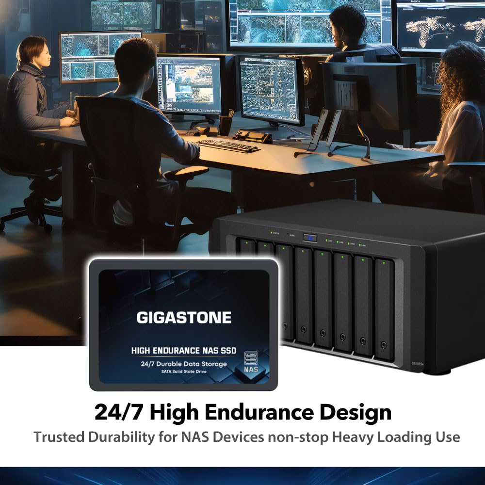 Gigastone NAS SSD 2TB SSD Festplatte (2er-Pack) TLC Hohe Dauerhaltbarkeit SSD für 24/7 Dauerbetrieb NAS-Systeme RAID 2,5 Zoll SATA III Internes Festkörper-Laufwerk SSD Caching