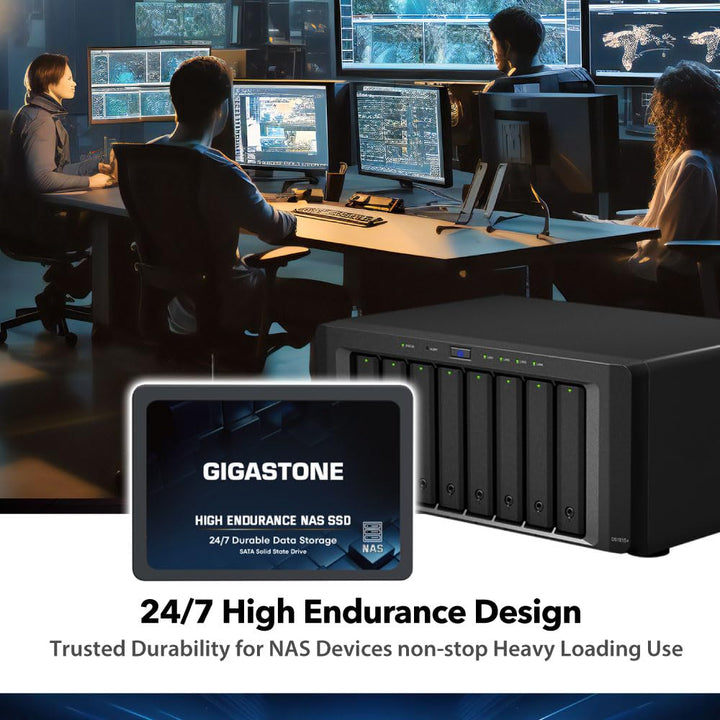 Gigastone NAS SSD 2TB SSD Festplatte (2er-Pack) TLC Hohe Dauerhaltbarkeit SSD für 24/7 Dauerbetrieb NAS-Systeme RAID 2,5 Zoll SATA III Internes Festkörper-Laufwerk SSD Caching
