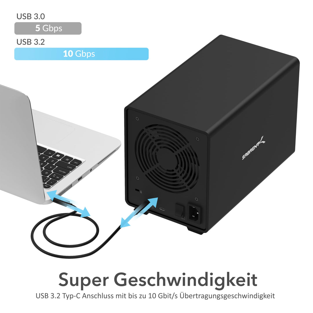 SABRENT 5 Bay Festplatten Docking Station USB C 10Gbps SSD HDD Dock, Kompatibel mit 2,5" 3.5" SATA (DS SC5B)