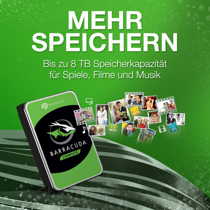 Seagate BarraCuda 8TB, Interne Festplatte HDD, 3.5 Zoll, 5400 U/Min, 256 MB Cache, SATA 6GB/s, silber, inkl. Data Rescue Service (ST8000DMZ04)