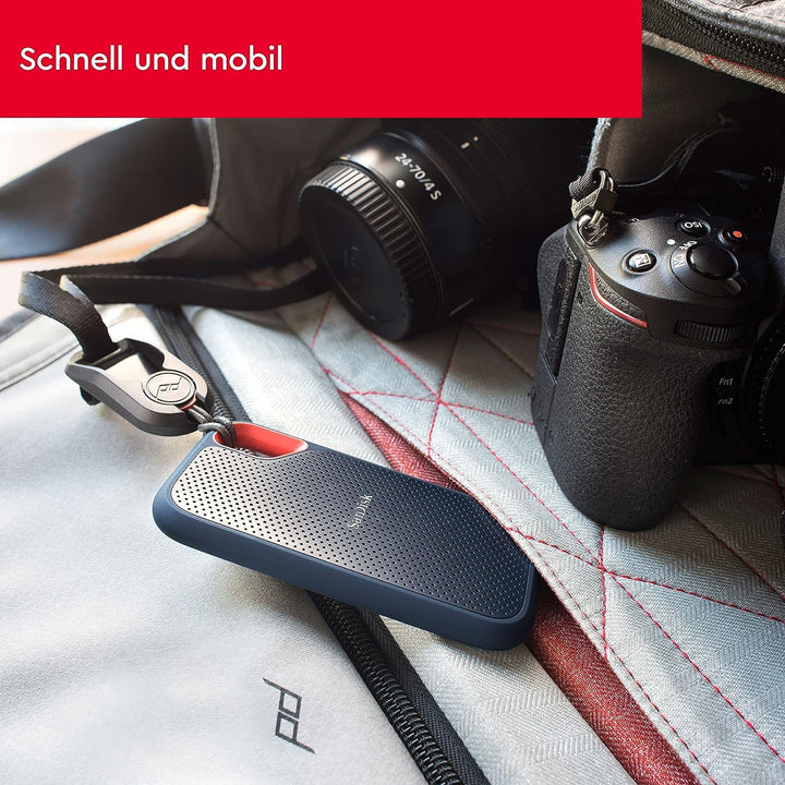 SanDisk Extreme Portable SSD 8 TB (tragbare NVMe SSD, USB-C, bis zu 1.050 MB/s Lesegeschwindigkeit und 1.000 MB/s Schreibgeschwindigkeit, Wasser- und staubbeständig) Schwarz