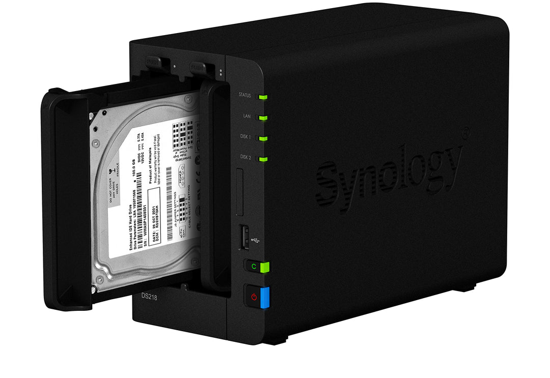 Synology DS218 2TB (2 x 1TB WD ROT) 2 Bay Desktop NAS-Einheit